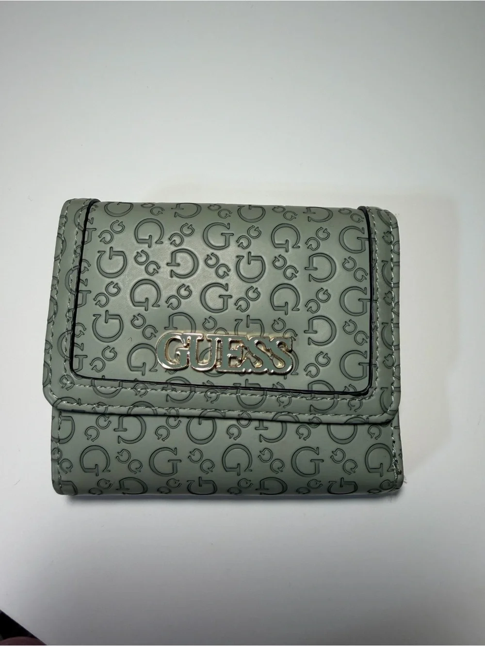 Guess Sage Green Signature Logo Compact Wallet